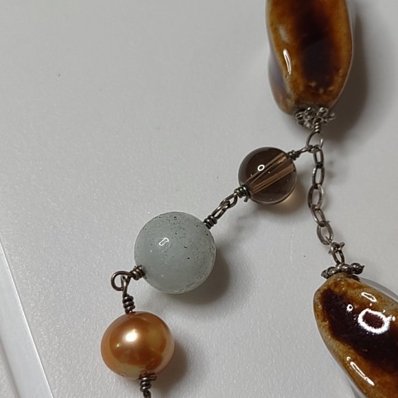 Multicolor Glass And Ceramic Bead Necklace - Picture 9 of 12